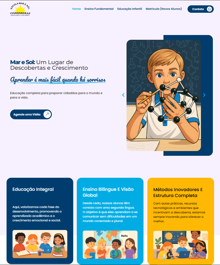Site da cliente Escola Mar e Sol